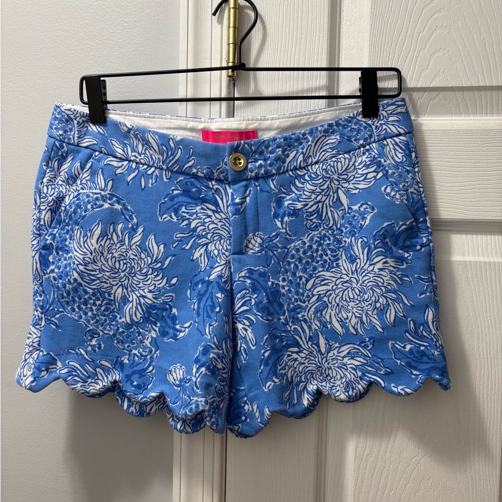 Lilly Pulitzer Buttercup Knit Short Boca Blue Croc It And Lock It Size 2 - Picture 2 of 5